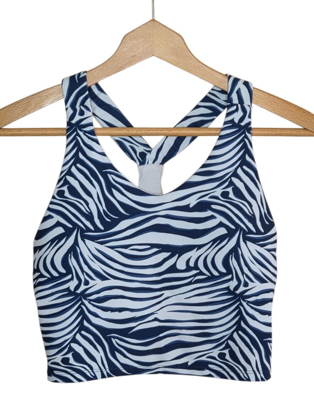 Kyodan Allure Bra Top Navy Blue White Zebra Print Crop Size Small